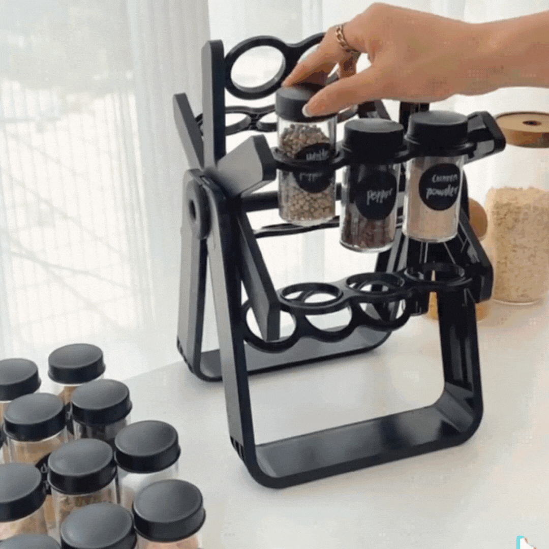 Suport condimente rotativ, multifuncțional, pivotant 360°, ușor de montat, 34×23 cm
