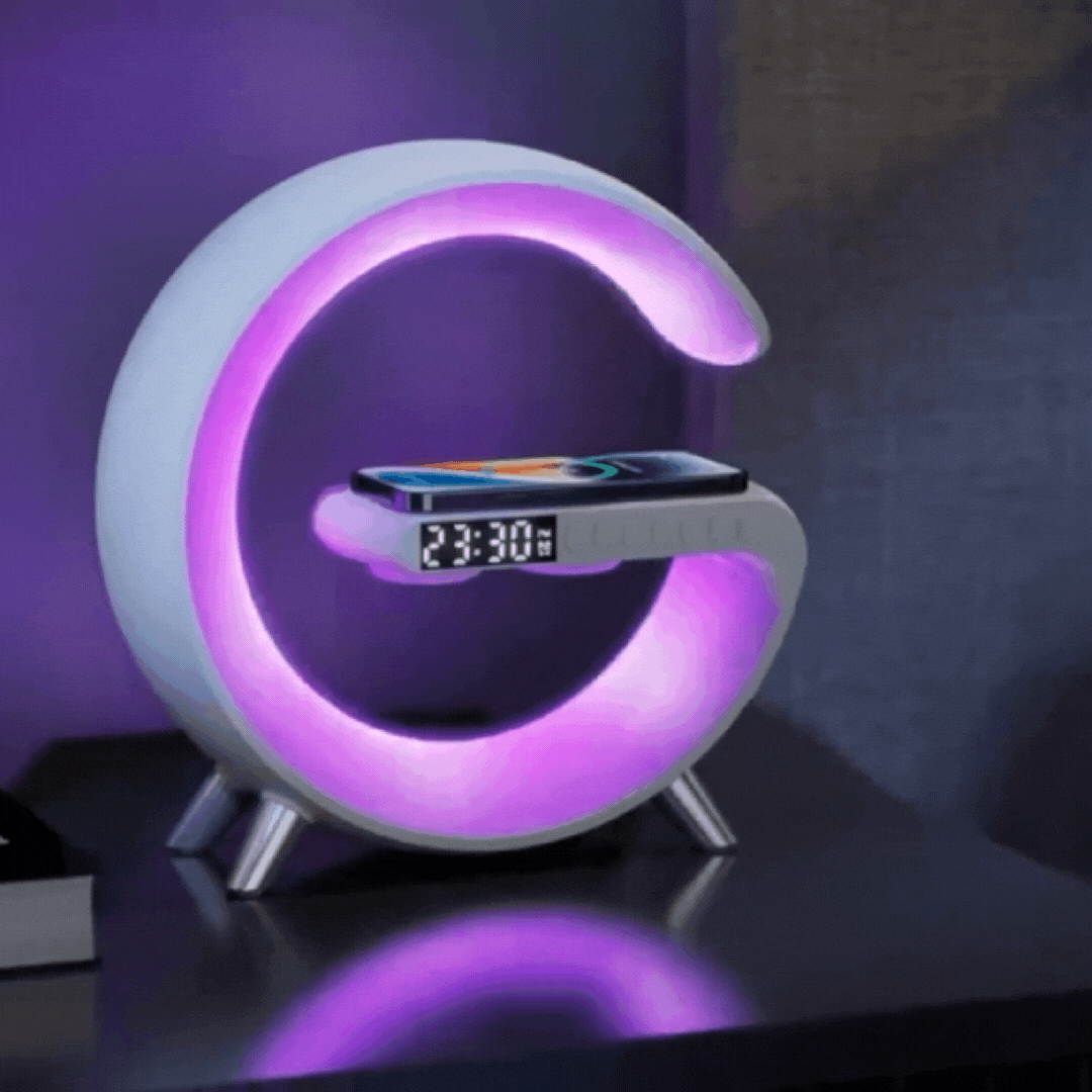 Lampă LED multifuncțională cu boxă, încărcare wireless și RGB