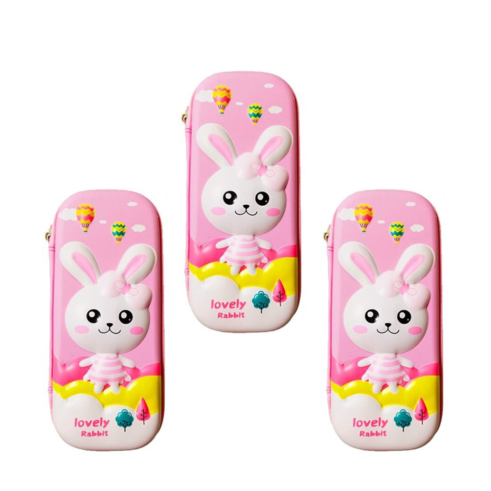 Penar 3D, compartimentat, imagini in relief, inchidere cu fermoar, pentru scoala Lovely Rabbit