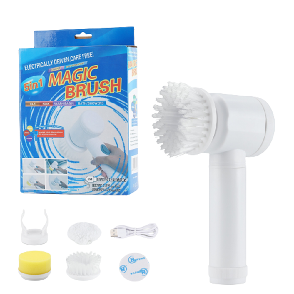 Perie Electrica de Curatare 5 in 1, Incarcare USB, Alb, Multifunctionala