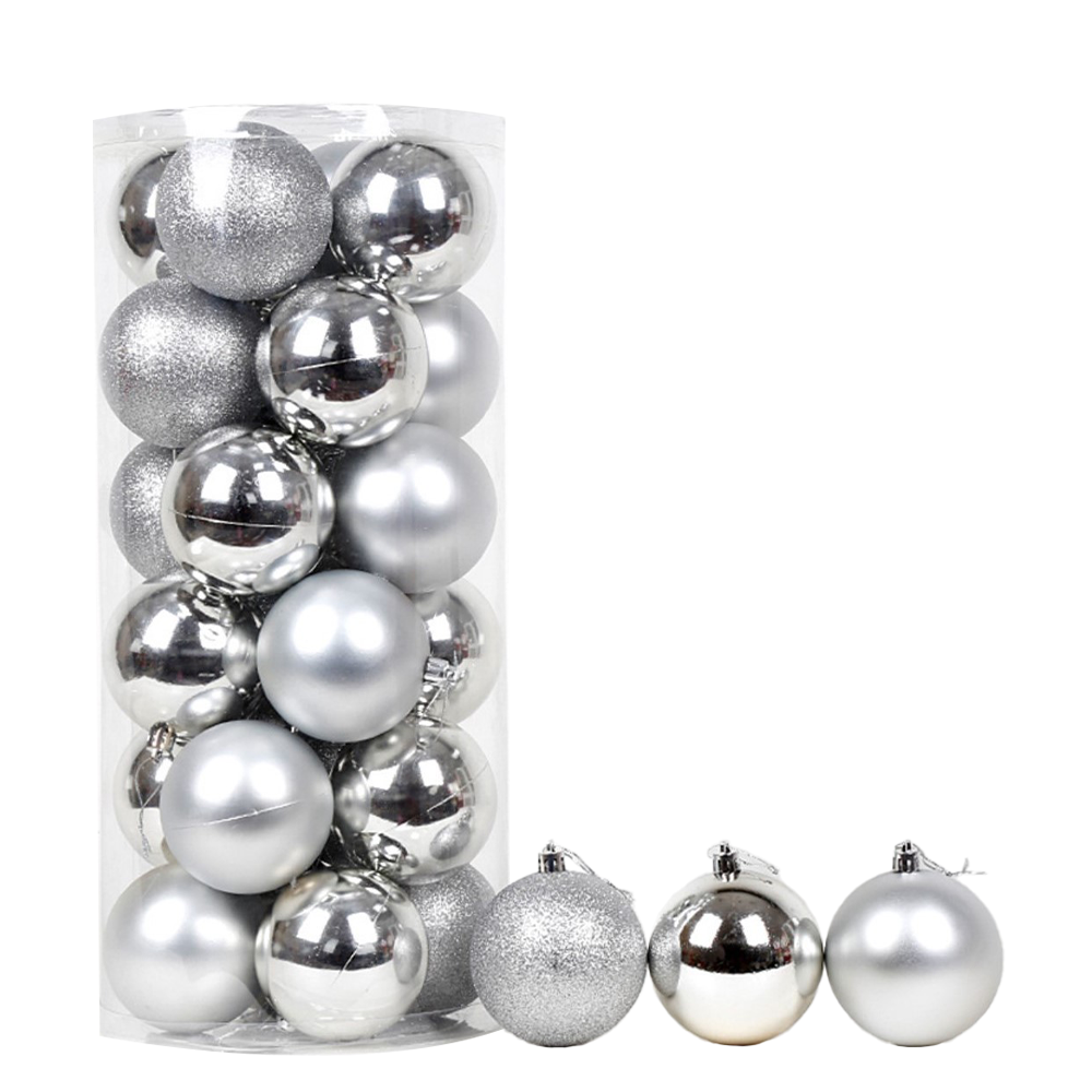 Set de Globulețe 6 cm, 24 buc – Argintiu