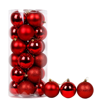 Set de Globulețe 6 cm, 24 buc - Roșu