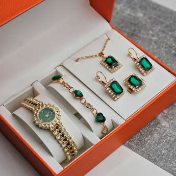 Set de lux cu ceas, bratara, colier, inel si cercei - Cadoul Perfect pentru Ea