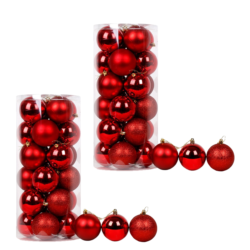 Set de Globulețe 6 cm, 24 buc – Roșu