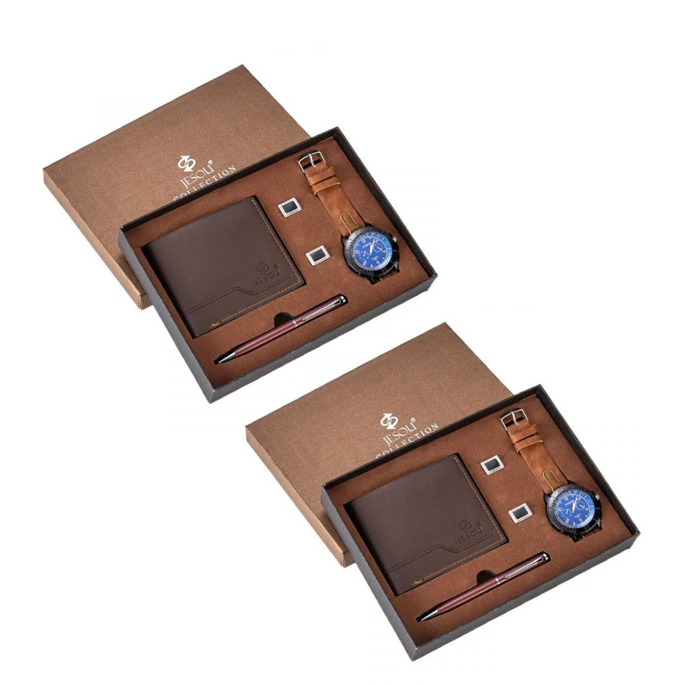 Set de lux cu ceas de mână, pix, manșete și portofel -Cadoul perfect pentru El