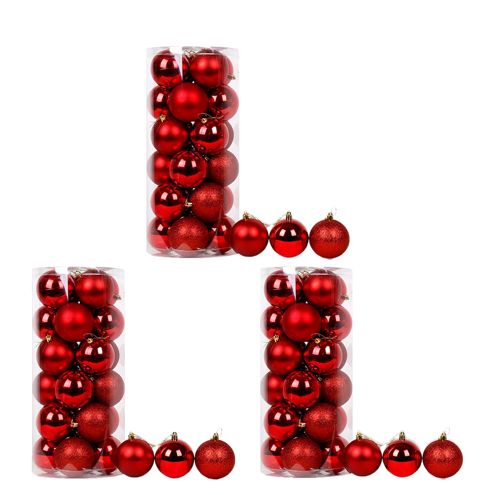 Set de Globulețe 6 cm, 24 buc – Roșu