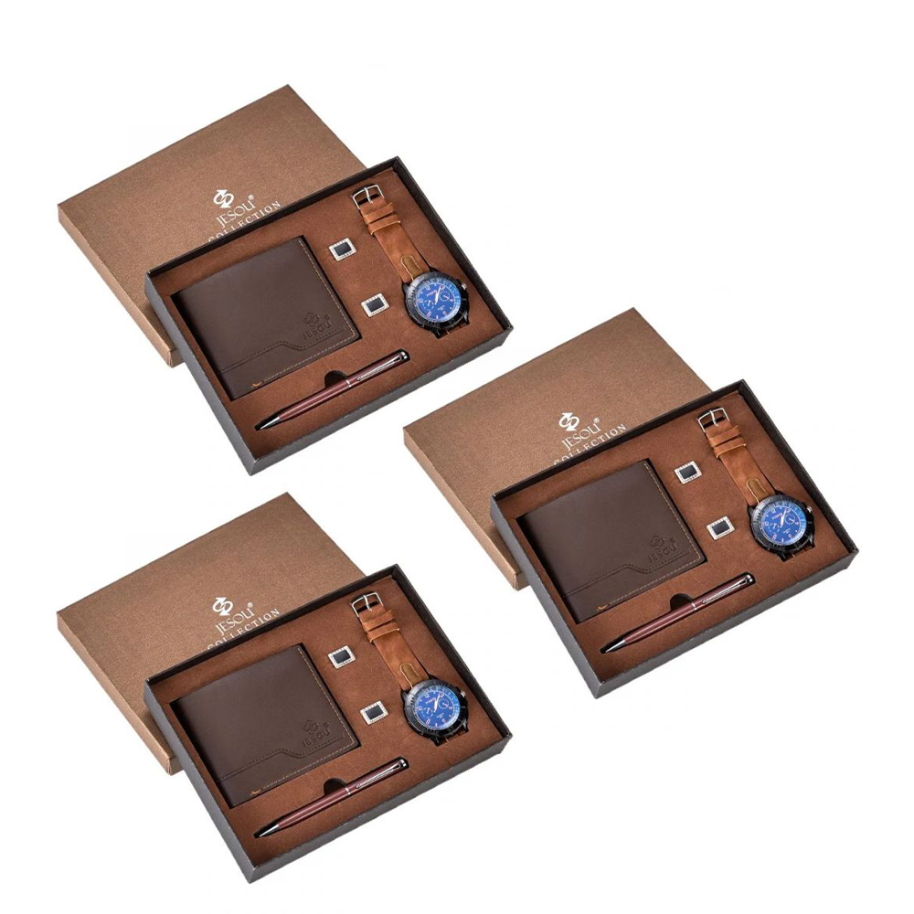 Set de lux cu ceas de mână, pix, manșete și portofel -Cadoul perfect pentru El