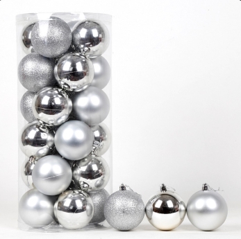 Set de Globulețe 6 cm, 24 buc - Argintiu